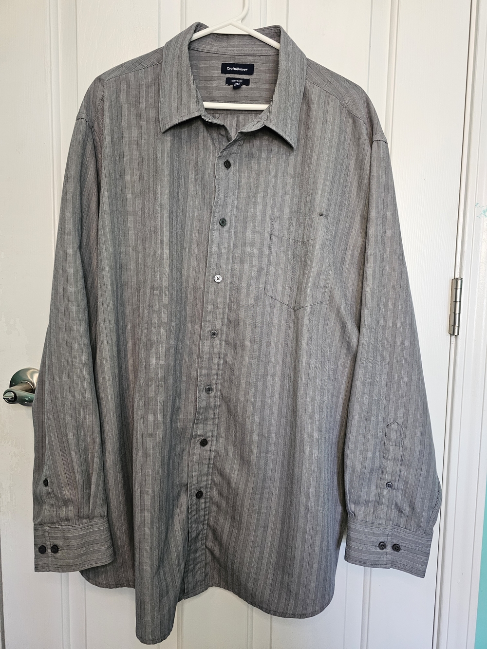 Croft and Barrow Gray Striped Button-Down Dress Shirt Men's Sz XXL